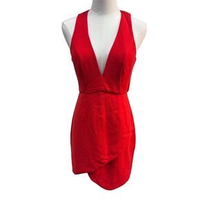 Like New NBD Women's Red Bodycon Dress Size S Asymmetric Hem